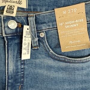 NWT Madewell 10” High Rise Skinny Jeans Size 27P